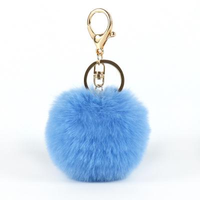 China Pink Car Ball Fur Rabbit Fur Promotion Gift Faux Key Chain Pom Pom Key Ring Handbag Pendant Purse Cute Charm Wholesale for sale