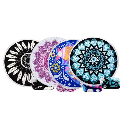 China Viable National Style Wholesale Multi Pattern Beach Towel Polyester Round Towel Beach for sale