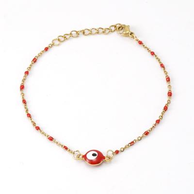 China TRENDY Turkey Fashion 18K Gold Plated Stainless Steel Demon Eye Charm Non Tarnish Bracelet For Women for sale