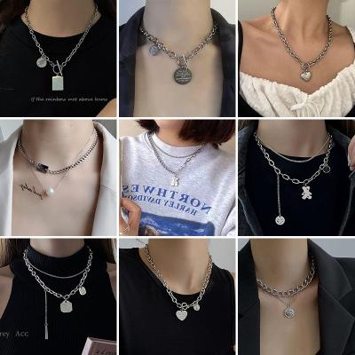 China TRENDY Western fashion 316L stainless steel waterproof OT buckle love heart punk hip hop necklace for women for sale