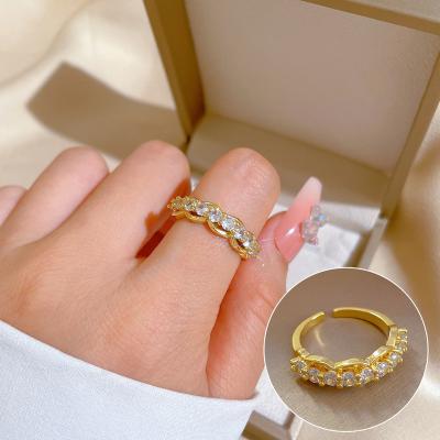 China TRENDY 18K Gold Plated Fashion Cute Zircon Adjustable Wedding Ring For Women for sale