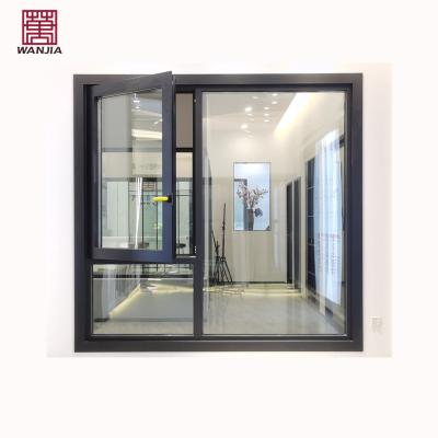 China Hiseng Hurricane Double Glass Aluminum Screen Casement Window Magnetic Impact Aluminum Windows for sale