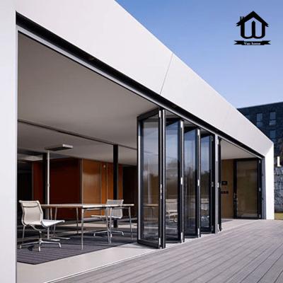 China HISENG waterproof sound proof customized waterproof exterior aluminum glass folding bifoldbi door for sale