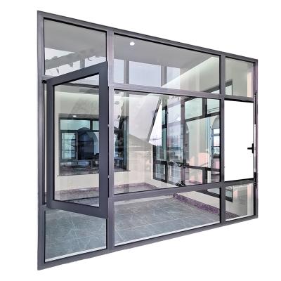 China HISENG Latest Design Ventilation Magnetic Aluminum French Glass Window Household Aluminum Casement Windows Designs for sale