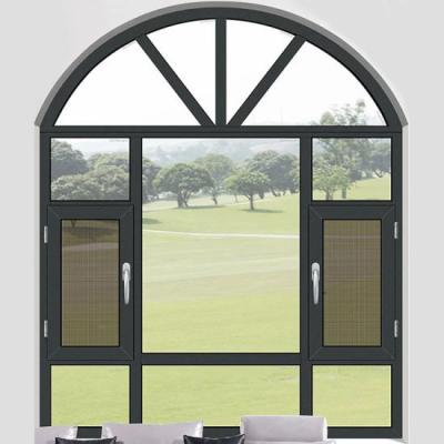 China HISENG Swing Screen Magnetic Aluminum Fixed Window Double Casement Window Arch Frame French Glass Aluminum Windows for sale