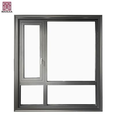 China Double Glazed Double Glazed Magnetic Screen Guangdong Foshan Aluminum Window Black Broken Bridge Casement Aluminum Windows for sale