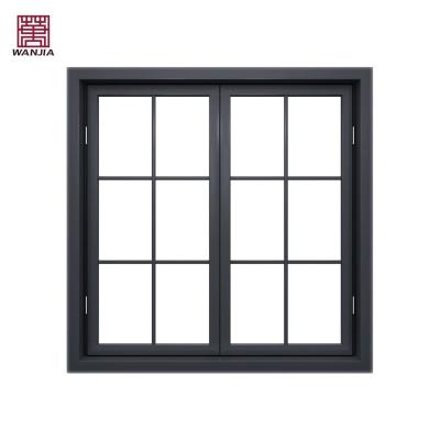 China WANJIA Magnetic Screen and Heat Insulation OEM Factory Sound Tempered Glass Casement Custom Windows with Grilles for sale