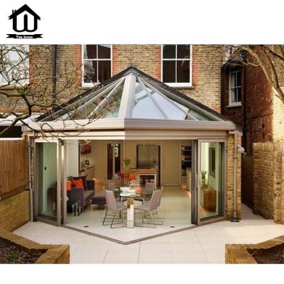 China HISENG Modern Aluminum Frame Soundproof Glass Windows Free Standing Sunroom for sale