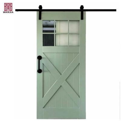 China Green Modern Bedroom Soundproof Interior Sliding Barn Doors Windproof for sale