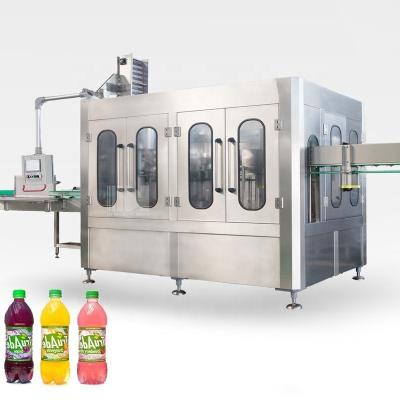 China Food Small Automatic 3 In 1 Pet Bottle Juice Tea Hot Liquid Filling Capping Production Line for sale