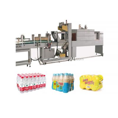 China Automatic beverage plastic film stretch shrink wrap packing machine/linear type high speed packaging machine for sale