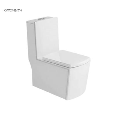 China Hot Selling Double-flush ORTONBATH One Piece Toilet with Consealed Tank Cover and Square Toilet Bowl for sale