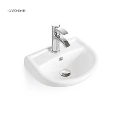 China ORTONBATH Sustainable European Style Table Top Wash Basin Designs Modern Porcelain Face Basin Feather Edge Basin for sale