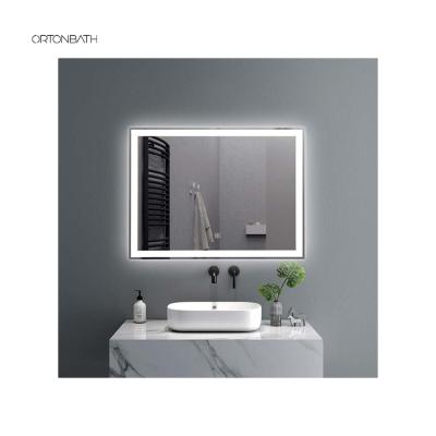 China Wall Hung ORTONBATH Home Bathroom Mirror Smart Touch Screen Led Mirror Lighted For Bath Decorative Mirror for sale