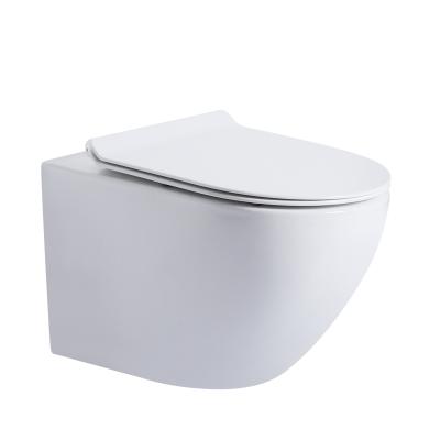 China Modern Design Double-Flow Wall-Hung Toilet Bathroom Tank Rimless Concealed Sanitary Ware WC for sale