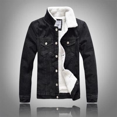 China QUICK DRY Men's HANBANNIUZI Jacket Black Slim Fit Thickened Fleece Lined Lamb Plush Coat Men for sale