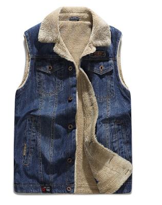 China Anti-wrinkle 2021 new fashion men's denim vest workwear pocket lamb cashmere vest and multi casual cashmere vest for sale