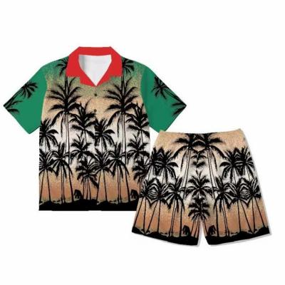 China Wholesale QUICK DRY Custom Digital Printing British Logo Spring Beach New And Sleeve Summer Court Style Shorts Casual Shirt Shorts Set Men for sale