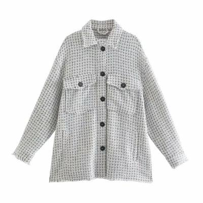 China Anti-wrinkle women's popular woolen shirt coats 2021 autumn new fashion street women's texture top woolen shirt coat for sale