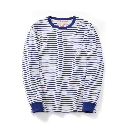 China Cheap Wholesale Classic Anti-Wrinkle Striped Long Sleeve Blue And White Sweatershirt for sale