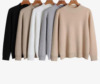 China New Autumn and Winter New Women's Sweater Anti-Wrinkle Cashmere One-Piece Super Thick Bottoming Shirt Half High Neck Knitting Plus Oversized Top for sale