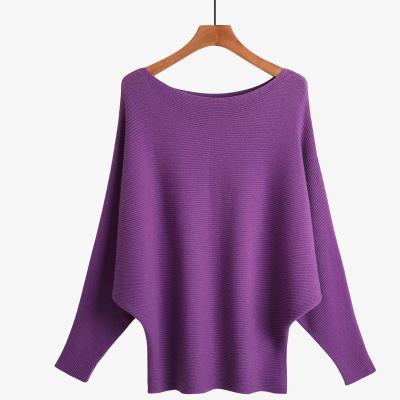 China 2022 wholesale Women's Anti-wrinkle Sweater Spring Line One Shine Women Elastic Lazy Sweater Wind Yarn Bat Neck Sweater High Plus Top for sale