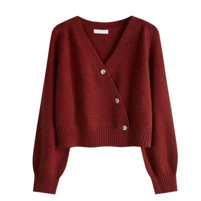 China Anti-wrinkle women's sweater design lazy sweater coat women loose and soft knitted cardigan custom fall with retro french cardigans for sale