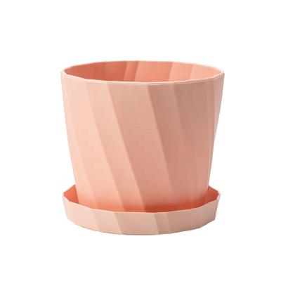 China Small Docarative Modern Eco-Friendly Garden Tree Planter Flower Pot Logo Style Modern Customized Biodegradable Plastic Elegant Green for sale