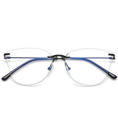 China For High Quality Blue Light Fashion Computer Glasses Eyewear Reading Glasses Anti Stainless Glasses Frames Cat Eye Rimless Optical Frames for sale