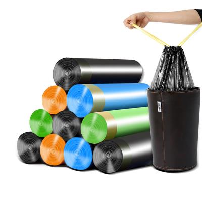 China Disposable Household Drawstring Portable Thickened Garbage Bag for sale