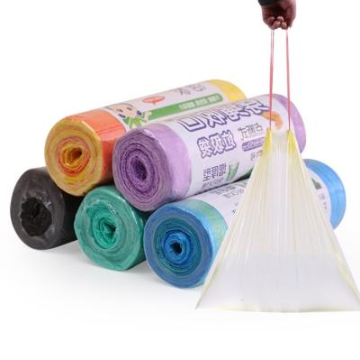 China Disposable Colorful Strong Biodegradable Drawstring Trash Bag Garbage Bag for sale