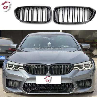 China ABS Gloss Black Two Line Grill For BMW 5 Series G30 Front Center Grill 2017-2020 Car Front Bumper Grill for sale