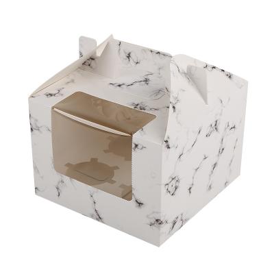 China Wholesale 10pcs/bag Recyclable Customize Portable Cardboard Paper Cupcake Box Muffin 4-Cups for sale