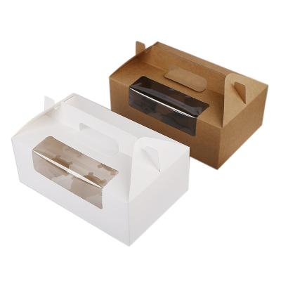 China Wholesale 10pcs/bag Recyclable Customize Cardboard Paper Cupcake Box 6 Cups Portable Box Muffin for sale