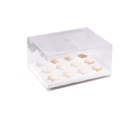 China 10pcs Materials Clear Cupcake Box 12 Slots Holes Holders 13.5x10x4inch Plastic Cupcake Carrier Holder Container Display Boxes For Cupcakes for sale