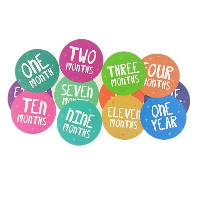 China 20pcs Or 32pcs Newest Round Sticker Baby Month Growth Milestone Sticker 2021 Waterproof OEM Printing Custom Sticker for sale