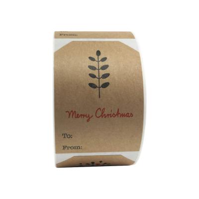 China 200pcs/roll Waterproof Natural Simple Christmas Gift Wrapping Paper Tags Present Holiday Stickers 2 x 3 inch Adhesive Labels for sale