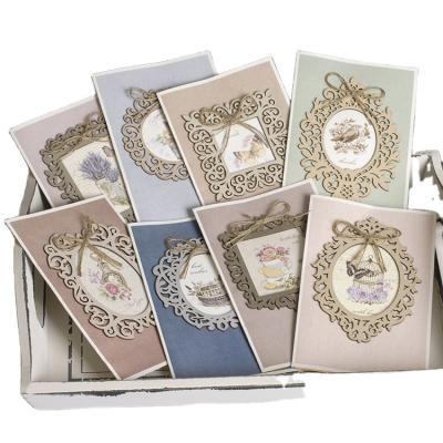 China Retro Classic Creative Wood Carving Patch Blessing Thank You Greeting Card Valentine's Day Birthday Card for sale