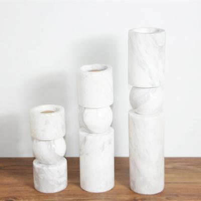 China 2022 hot sale Nordic style marble candlestick ornaments restaurant hotel home crafts for sale