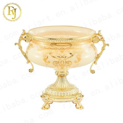 China Viable Ceramic Fruit Dish Kazak Kazak Uzbekistan Porcelain Dishes Glass Gold Pattern Chinni Posuda Crystals European Bowl for sale