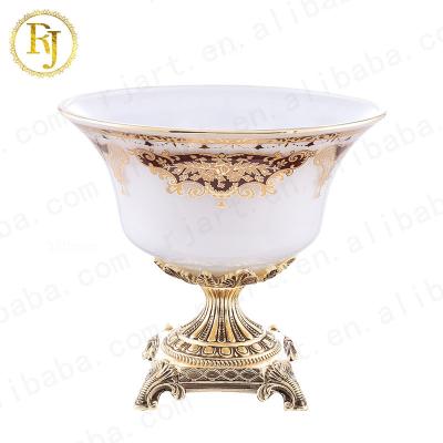 China Uzbekistan Kazak European Idishlar Fruit Dish Glass Gold Pattern Chinni Posuda Dish Sets Viable Luxury Tableware for sale