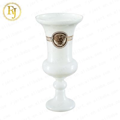 China Kazak Traditional Uzbekistan Idishlar Gold Pattern Chinni Posuda Glass Flower Vase European Ceramic Vase for sale