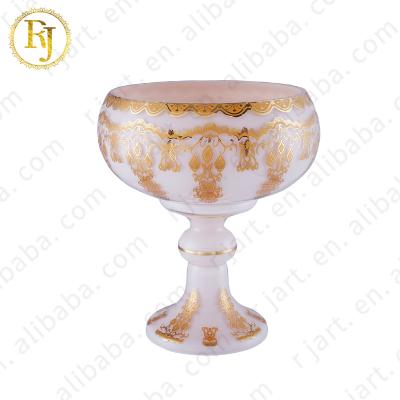 China Uzbekistan Kazak European Skidki Table Fruit Dish Idishlar Glass Gold Pattern Chinni Posuda China Viable Fine Tableware Set for sale