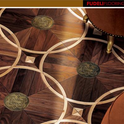 China FUDELI Modern Oak Parquet Engineered Wood Floor Graphic Design Luxury Chinese Modern Interior Office Building More Than 5 Years for sale