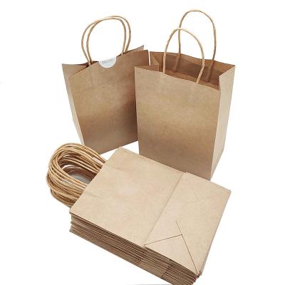 China Recycled Materials Brown And White Recyclable Kraft Paper Bag With Twisted Handle Reusable Shopping Paper Bags for sale