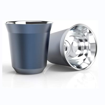 China Factory Wholesale Stocked 80ml 2.7oz 160ml 5.5oz Double Wall Insulated Nespresso Coffee Mug Stainless Steel Espresso Cups for sale