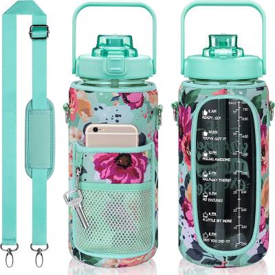 China Sustainable Half Gallon 2.2L Water Bottle With Sleeve-Large Reusable Storage Drink Container With Handle - Large Sports Jug for sale