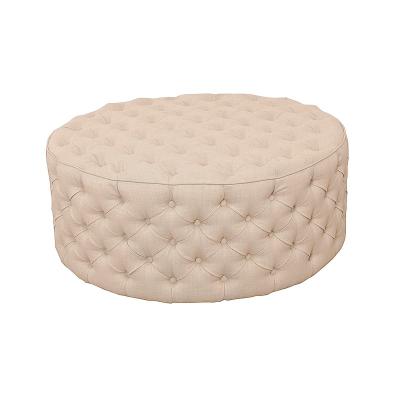 China Round Stool Chesterfield Velvet Fabric Stool Nisco Buttons Stool Tufted Fancy Living Room Stool for sale