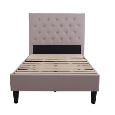 China Nisco tufted upholstered bed with button tufted headboard and multiple slat colors and sizes available for sale