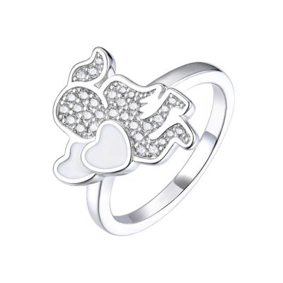 China Support OEM/ODM Fashion CLASSIC Custom Ring Set Love Angel Diamond Heart Classic Ring for sale